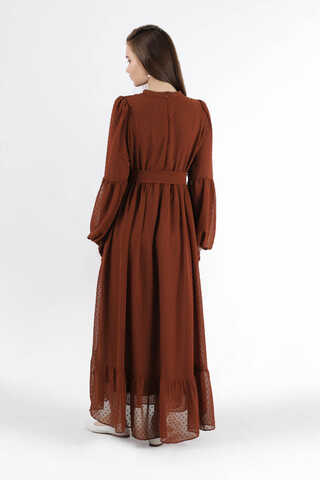 Avril Chiffon Dress Brown - 5
