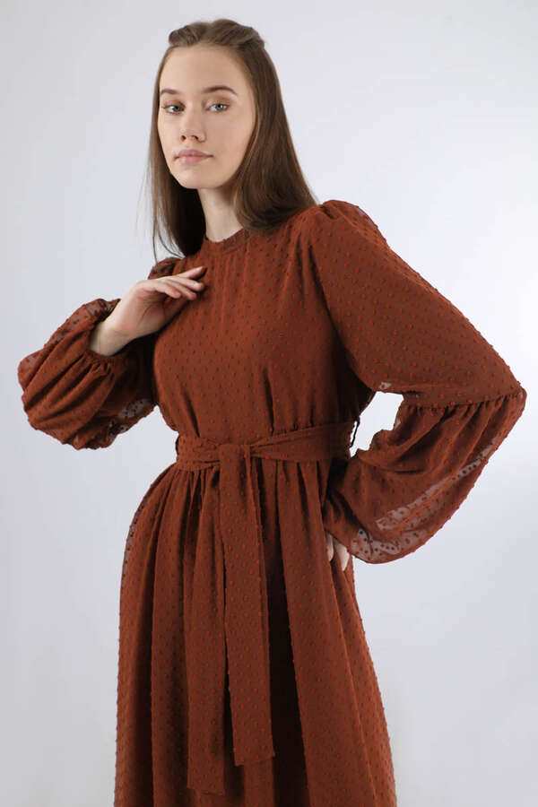 Avril Şifon Elbise Kahve - 2