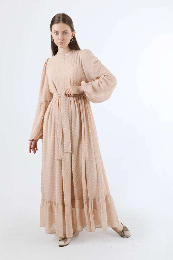 Avril Şifon Elbise Pudra - 1