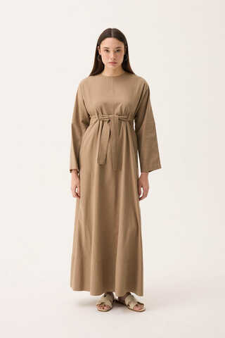 Ayana Keten Elbise Camel - 4