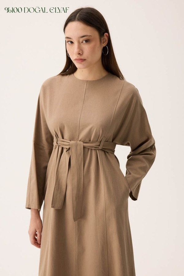 Ayana Keten Elbise Camel 