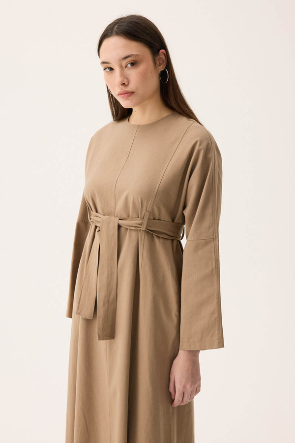 Ayana Keten Elbise Camel - 7