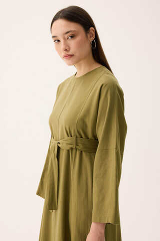 Ayana Keten Elbise Haki - 8