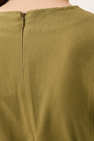Ayana Keten Elbise Haki - 13