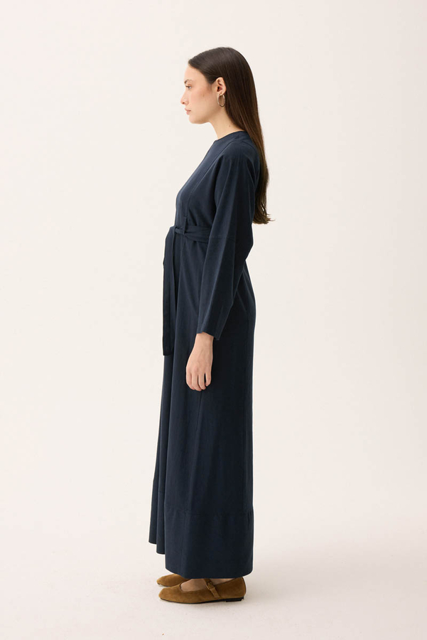 Ayana Keten Elbise Lacivert - 8