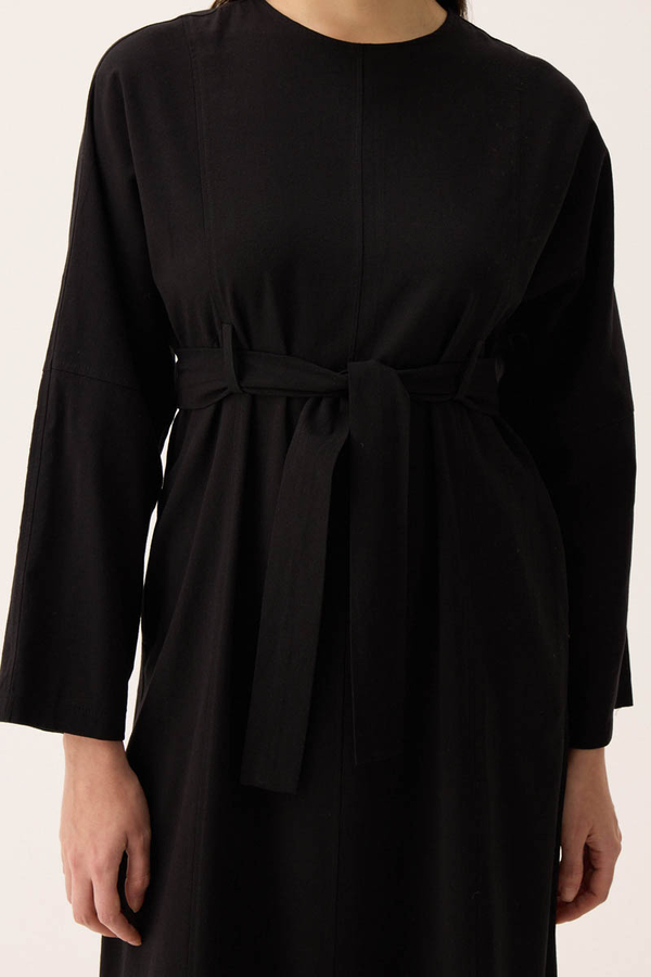 Ayana Keten Elbise Siyah - 6