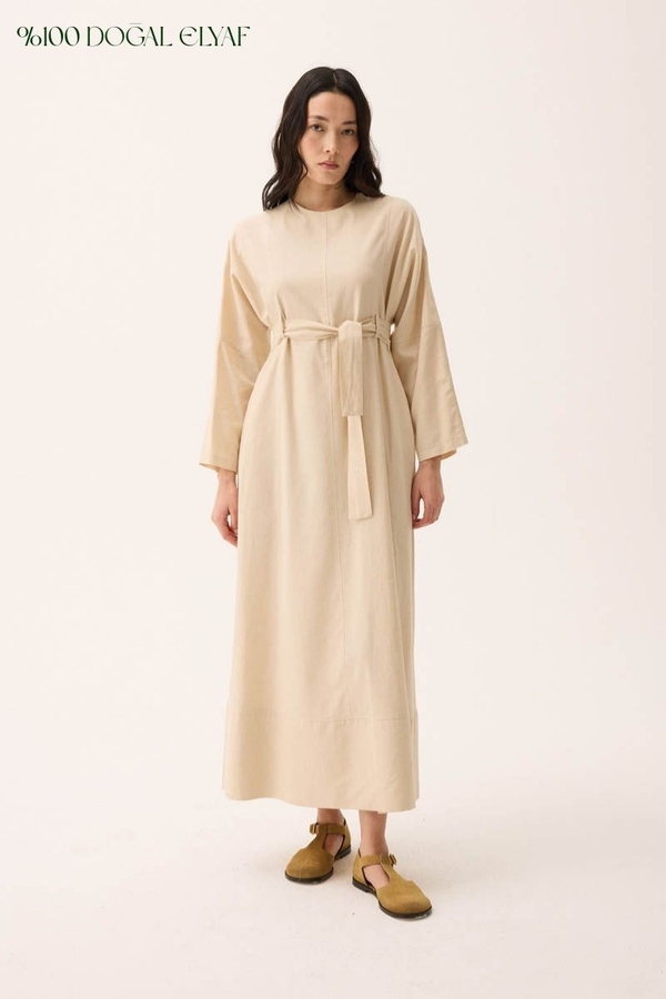 Ayana Keten Elbise Taş 