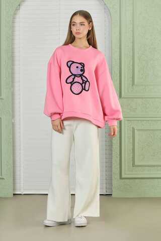 Ayıcık Nakışlı Sweat Pembe - 1