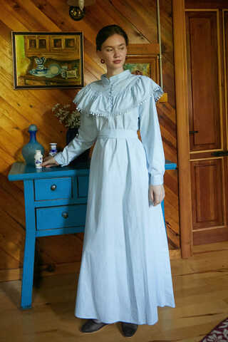 Robası Volan Detaylı Elbise Bebe Mavisi - 6