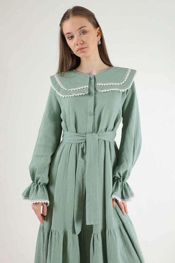Baby Collar Belted Dress Mint - 2