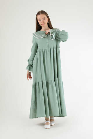 Baby Collar Belted Dress Mint - 3