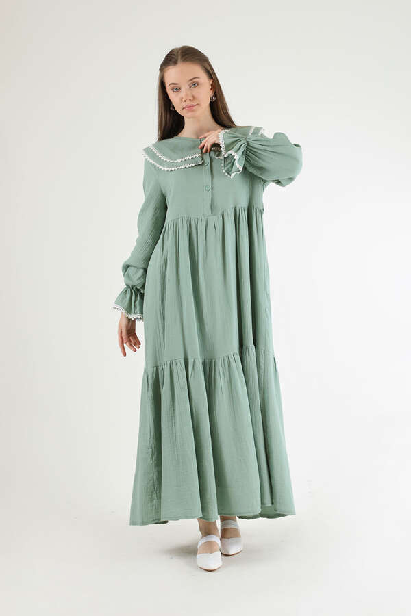 Baby Collar Belted Dress Mint - 3