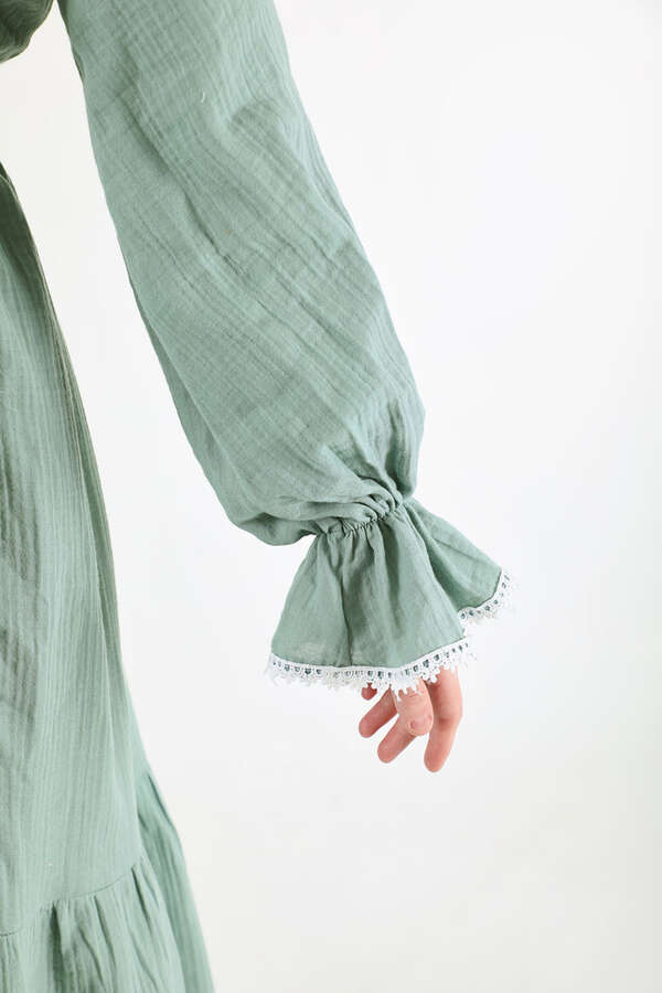 Baby Collar Belted Dress Mint - 4
