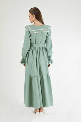 Baby Collar Belted Dress Mint - 5