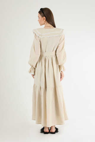 Baby Collar Belted Dress Stone - 5