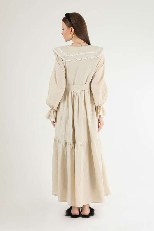 Baby Collar Belted Dress Stone - 5