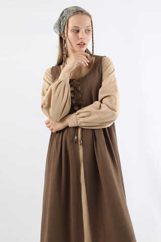 Bağcıklı Jile Takım Sütlü Kahve - 5