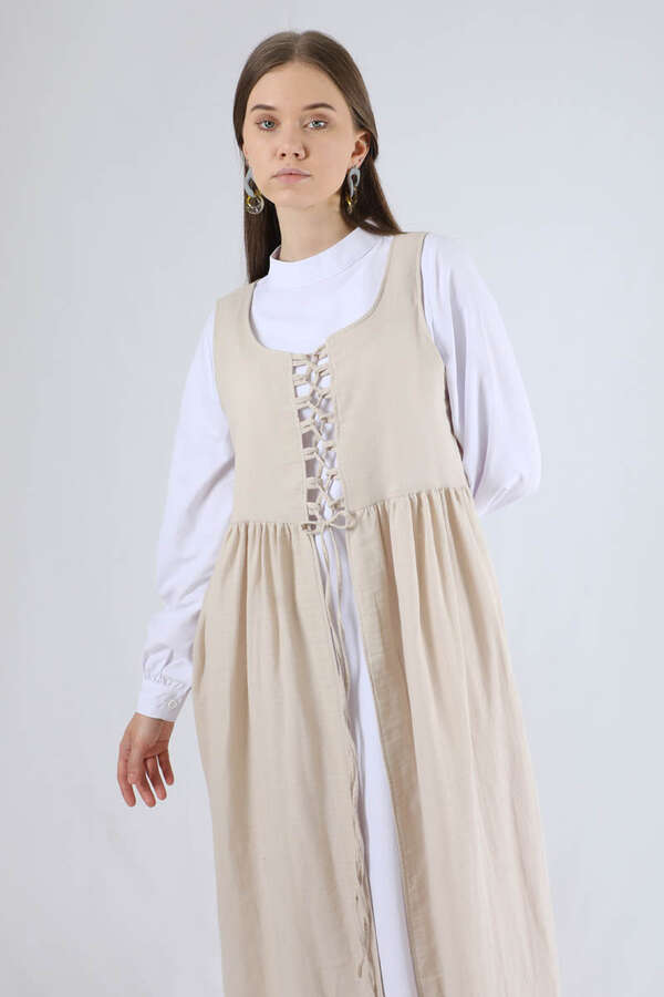 Bağcıklı Jile Takım Krem - 2