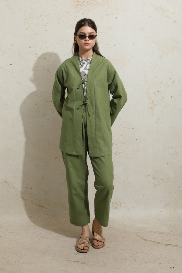 Bağcıklı Kimona Takım Haki - 1