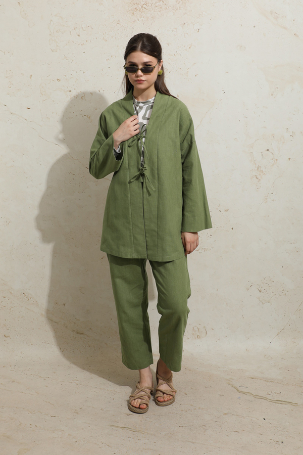 Bağcıklı Kimona Takım Haki - 3