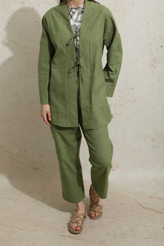 Bağcıklı Kimona Takım Haki - 4