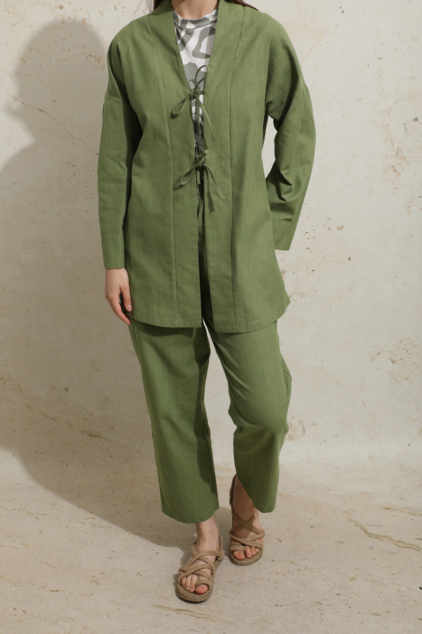 Bağcıklı Kimona Takım Haki - 4