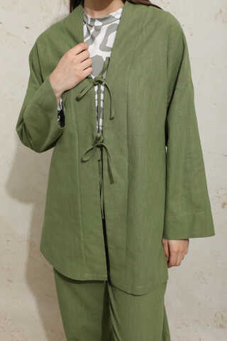 Bağcıklı Kimona Takım Haki - 5
