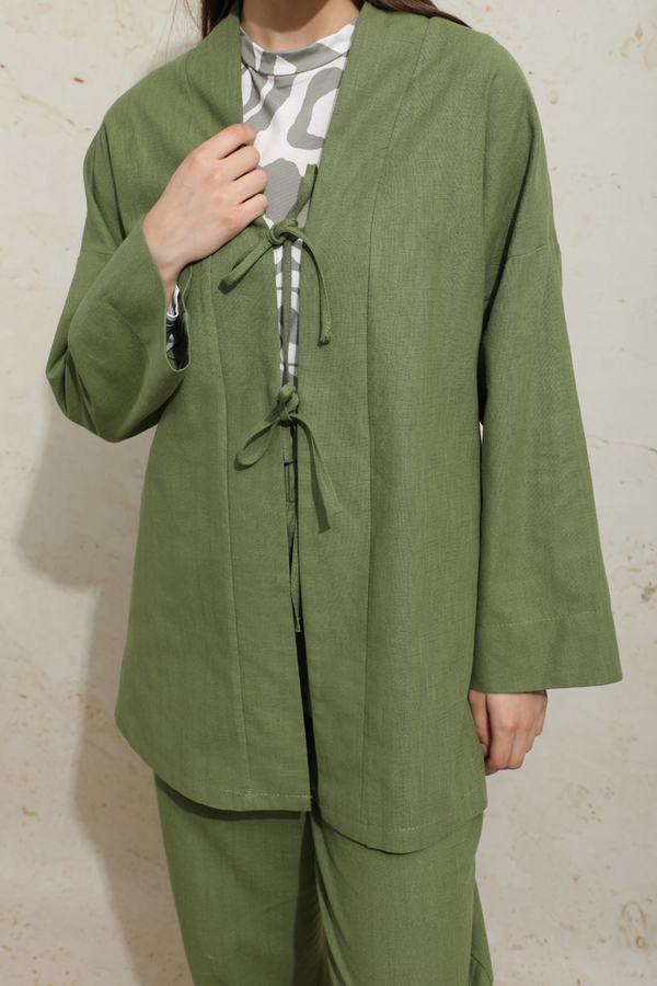 Bağcıklı Kimona Takım Haki - 5