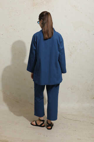 Bağcıklı Kimona Takım İndigo - 6