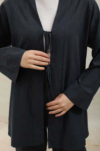 Bağcıklı Kimona Takım Koyu Lacivert - 4