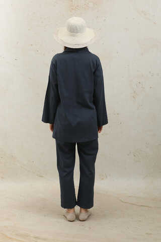 Bağcıklı Kimona Takım Koyu Lacivert - 6