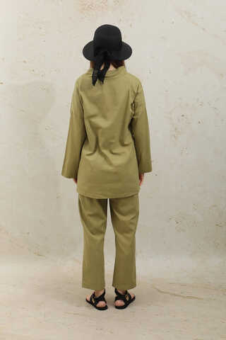 Bağcıklı Kimona Takım Yağ Yeşili - 6
