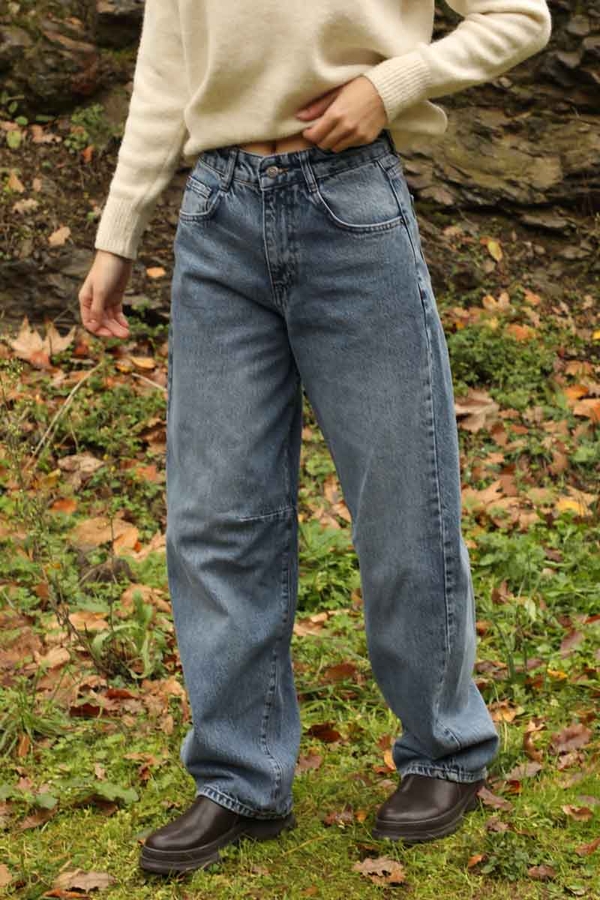 Baggy Denim Pantolon Açık Mavi - 1