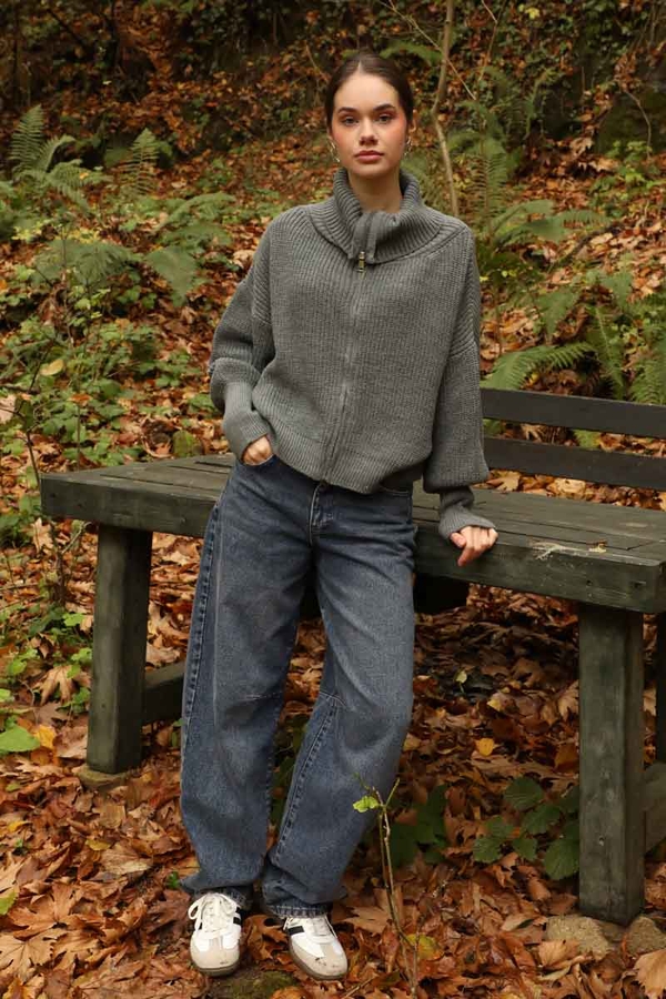 Baggy Denim Pantolon Tint Mavi - 1