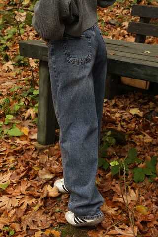 Baggy Denim Pantolon Tint Mavi - 4