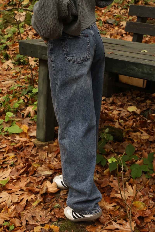 Baggy Denim Pantolon Tint Mavi - 4