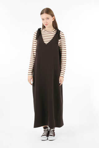 Bağlama Detaylı Jile Kahve - 1