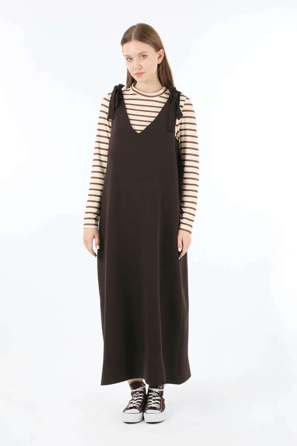 Bağlama Detaylı Jile Kahve - 1