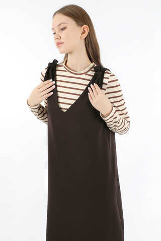 Bağlama Detaylı Jile Kahve - 2