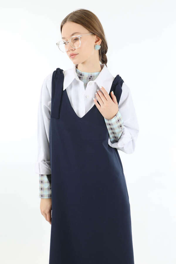 Bağlama Detaylı Jile Lacivert - 2