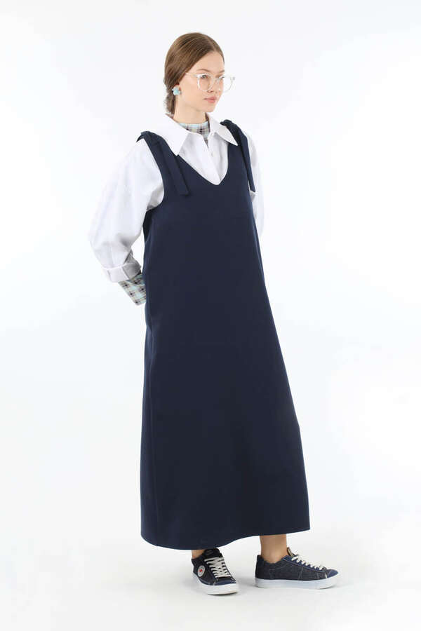 Bağlama Detaylı Jile Lacivert - 5