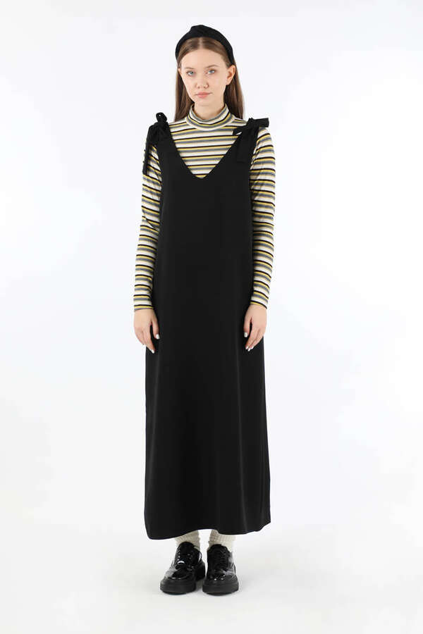 Bağlama Detaylı Jile Siyah - 1