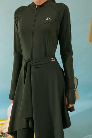 Bağlamalı Asimetrik Mayo Eteği Haki - 2