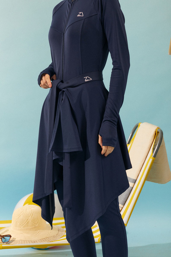 Bağlamalı Asimetrik Mayo Eteği Lacivert 