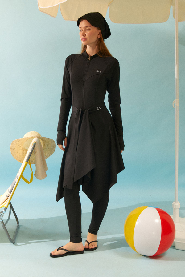 Bağlamalı Asimetrik Mayo Eteği Siyah - 6