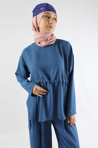 Bound Ruffle Detailed Set Indigo - 4