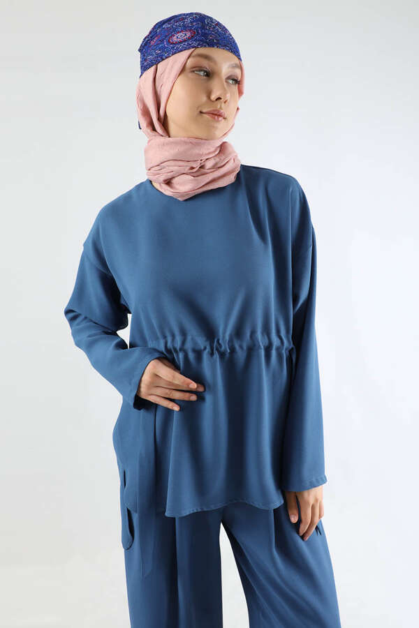 Bound Ruffle Detailed Set Indigo - 4