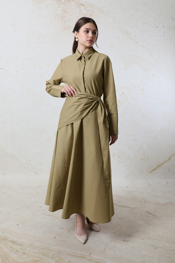 Bağlamalı Etek Takım Camel - 4