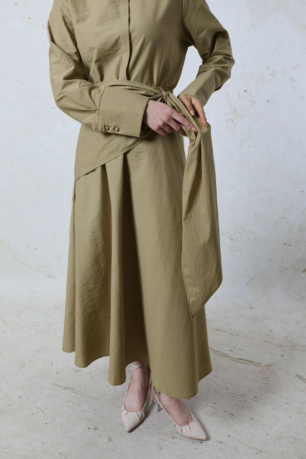 Bağlamalı Etek Takım Camel - 5