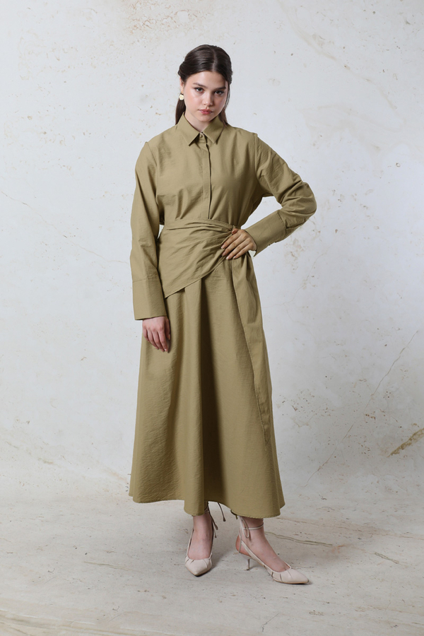 Bağlamalı Etek Takım Camel - 3